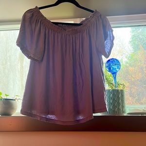Light blue off shoulder shirt
